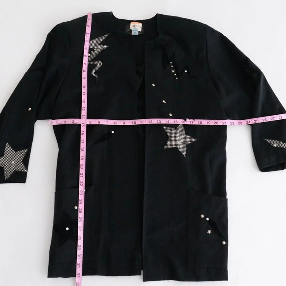 Vintage Eric Ryan Black "Stars  & Bolt" Design Open Face Blazer - Picture 4 of 13